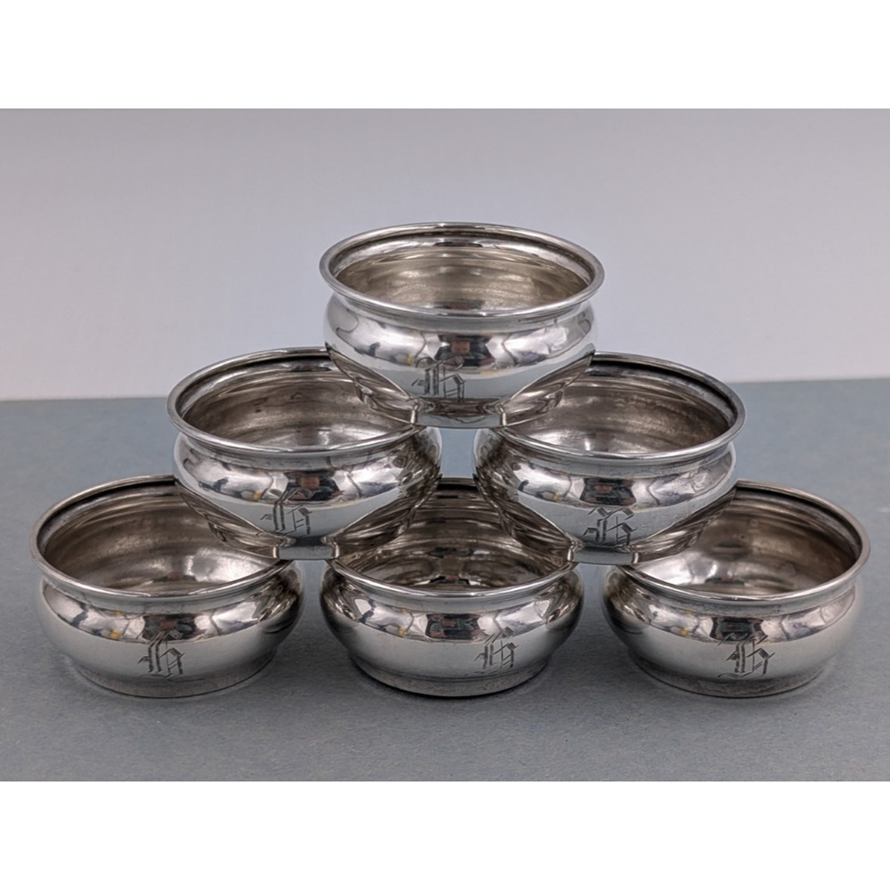 Webster Sterling Silver Salt Cellars Set of 6 Monogrammed 44g